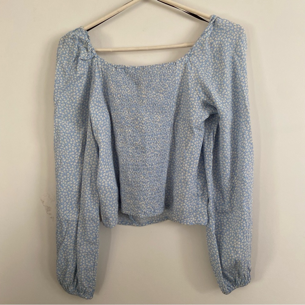H&M Blue Floral Long Sleeve Top
